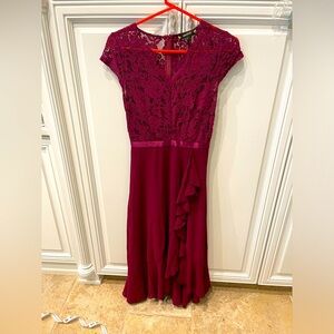 Burgundy tea length dress